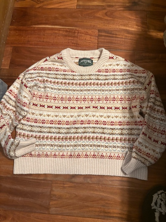 American Eagle Outfitters Sweaters - American Eagle Fair Isle Sweater Womens Large Cream Nordic Cozy Winter (0971)